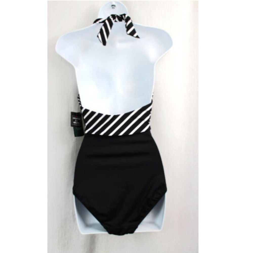 LAUREN RALPH LAUREN Halter One-Piece Swimsuit Size 12 Black Retail $130 - Picture 3 of 4